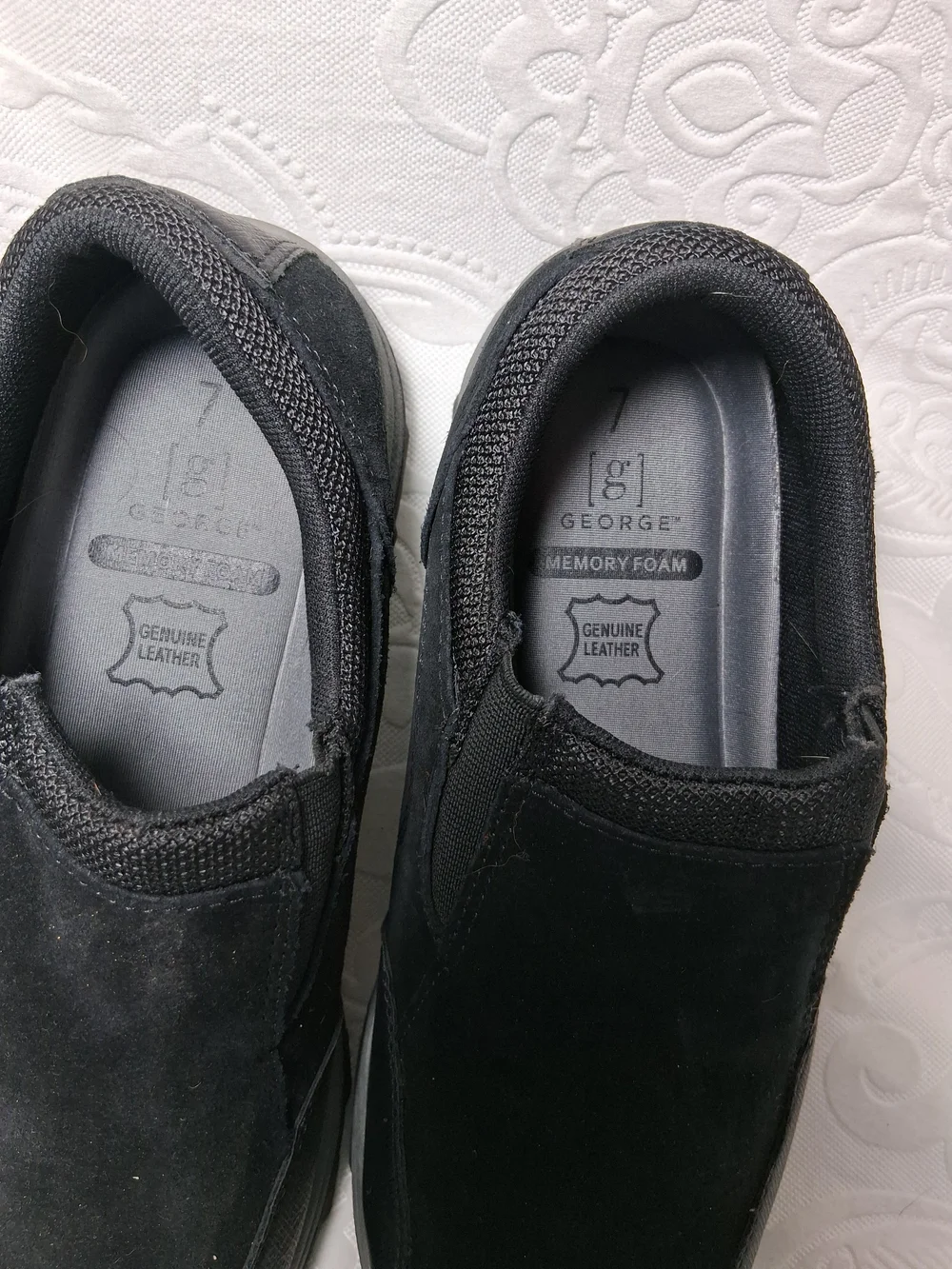 George Black Slip-On Suede-Look Memory Foam Loafers